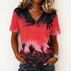 Haut pull décontracté pour femme à col en V, manches courtes, imprimé graphique Halloween, coupe ample, t-shirt léger pour un usage quotidien