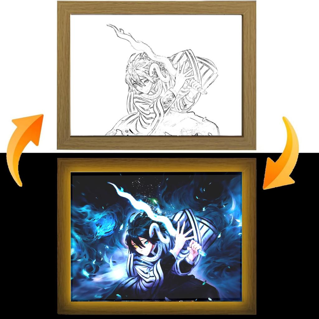 Anime Demon Slayer Action Figures Light Painting Photo Frame Tanjirou Nezuko Led Night Figurine Kimetsu No Yaiba Gifts Poseable Articulated Scale