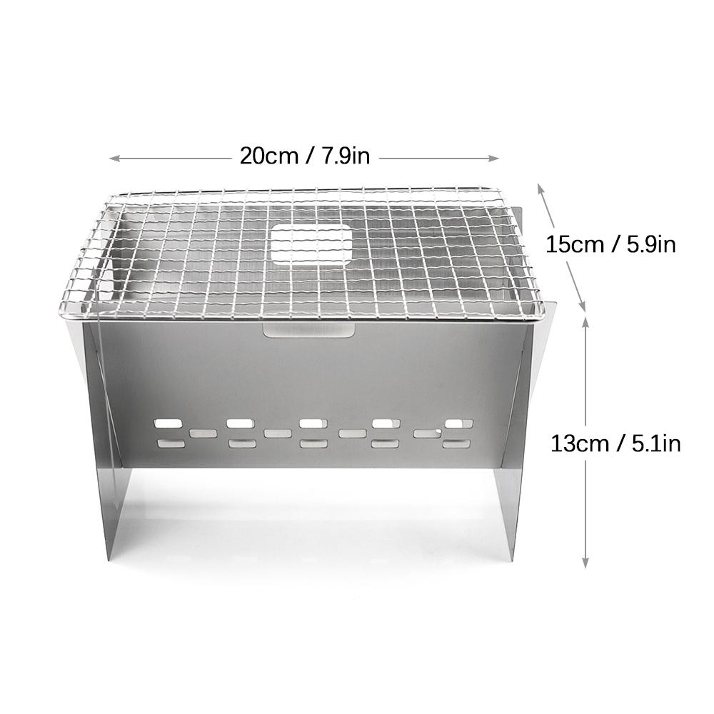 Camping Wood Burning Stove Outdoor Portable Folding Stainless Steel Backpacking Cooking Stove with Grill Plate