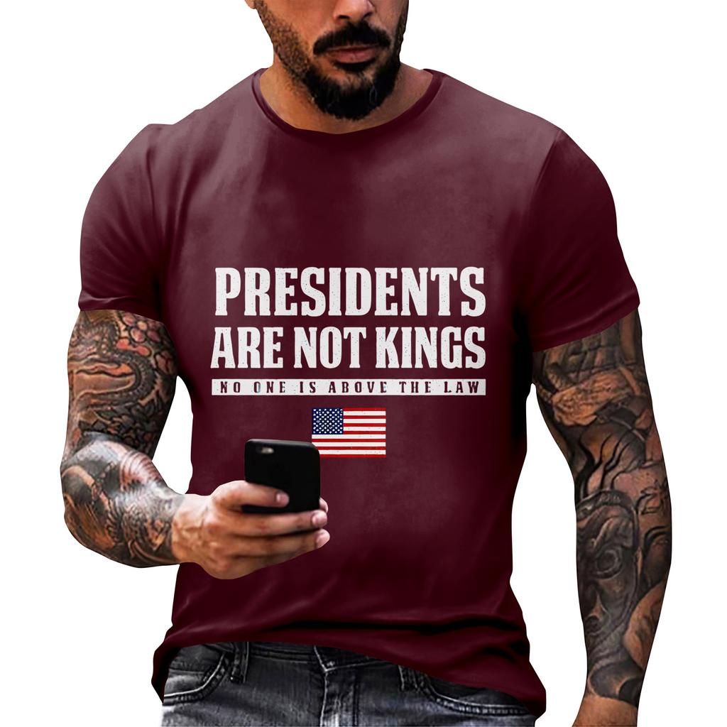 Men's  Neck Short-Sleeve T-Shirt With American Political Print