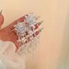 Zinc Zinc Alloy Crystal Beads Ear Drop Rhinestone White Flower Earrings Wedding Long Ear Drop  Holiday