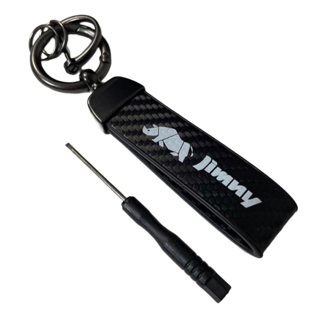 [Keychain One] Keychain for Jimny Jimny Sierra Jimny JB64 Carbon Keyed Key Chain Key Holder Case (Color: Black)