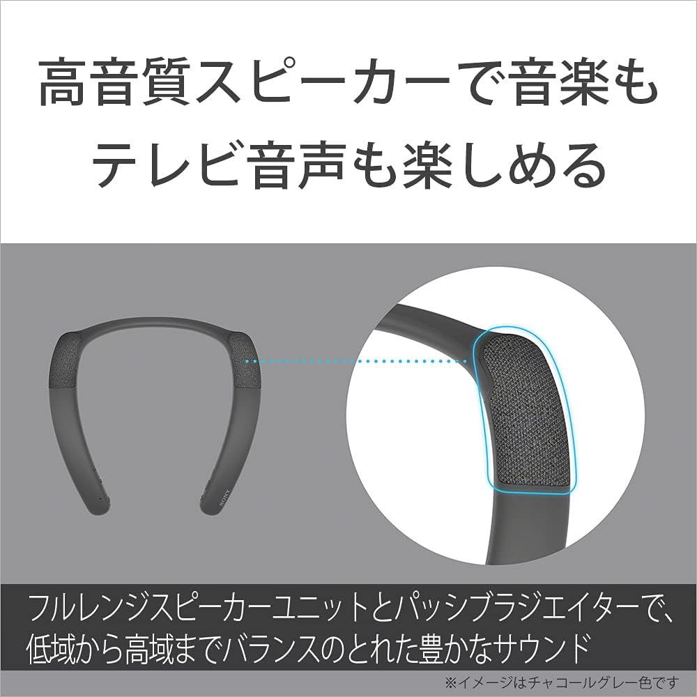 Sony Wireless Neckband Speaker SRS-NB10: Neck-worn style / Equipped with two high-performance microphones for teleworking / Lightweight for comfortabl