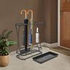 Black Umbrella Holder Stand with 18 Slots & 10 Hooks - Freestanding Umbrella Rack Organizer for Home & Office (55 Lbs Capacity)
