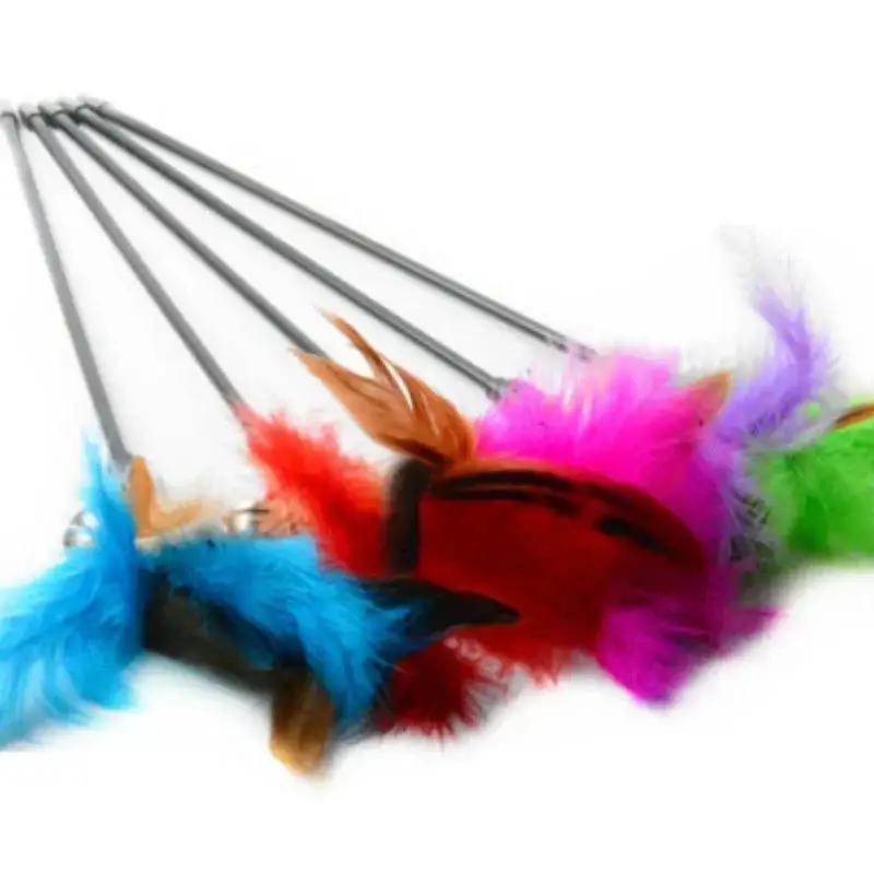 2Pcs Small Cat Toy Bell Feather Funny Cat Rod Toy Cat Toys Interactive Cat Accessories Pet Cat Supplies Gifts