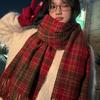 New Winter Checkered Scarf for Women Angolan Red Korean Version  Versatile Student Warm Scarf for Male Couples
