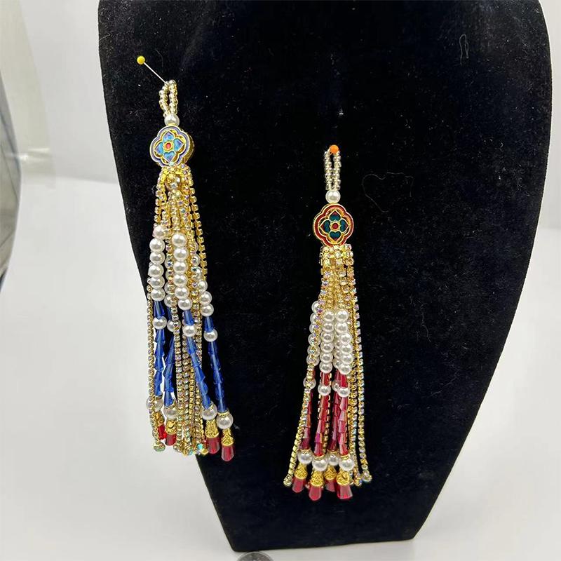 Handmade Wedding Groomsmen Hanfu Embroidery Zipper Tassel Cheongsam Pendant Diy Hairpin Bead Stringing Adult Alloy Glass