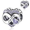 Copper Cute Pink Flowers Heart Pendant Beads Fit 4Mm Hole Diamete Charm Bracelet For Women Diy Jewelry Making Gift