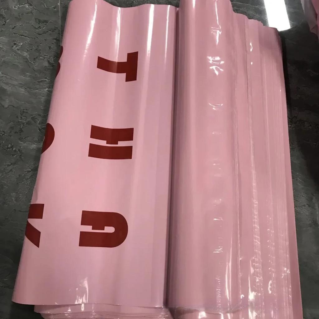 10Pcs  Cute Thank You Pink Letter Express Clothing Bag Women Kid Clothes Online Store Thick Waterproof Shipping Packaging Bag