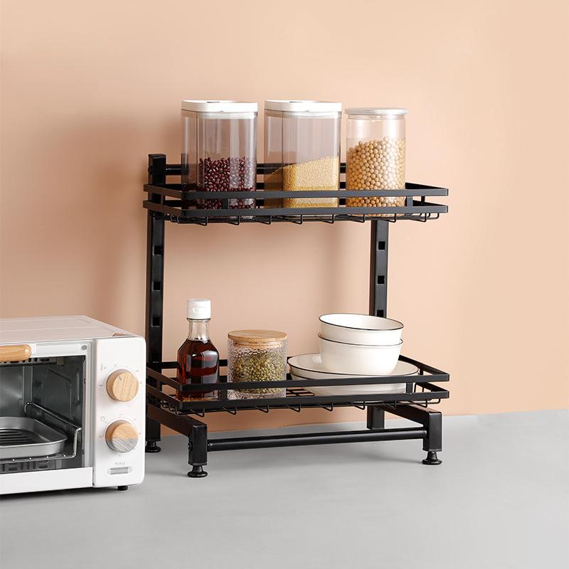 2/3Layers Kitchen Storage Rack Adjustable Seasoning Shelf Stainless Steel Organizer Knife Jar Kitchen Accessories Organizer