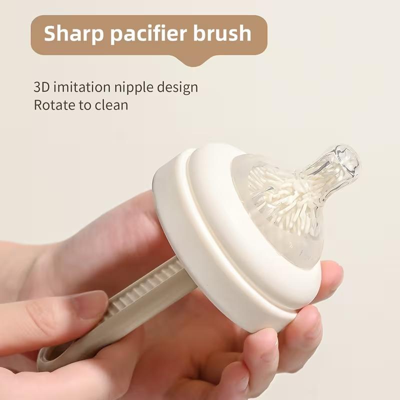 3Pcs/Set Portable 360° Rotatable Milk Bottle Brush Set Handheld Silicone Cup Clean Tool Long Handle Pacifier Cleaning Brush