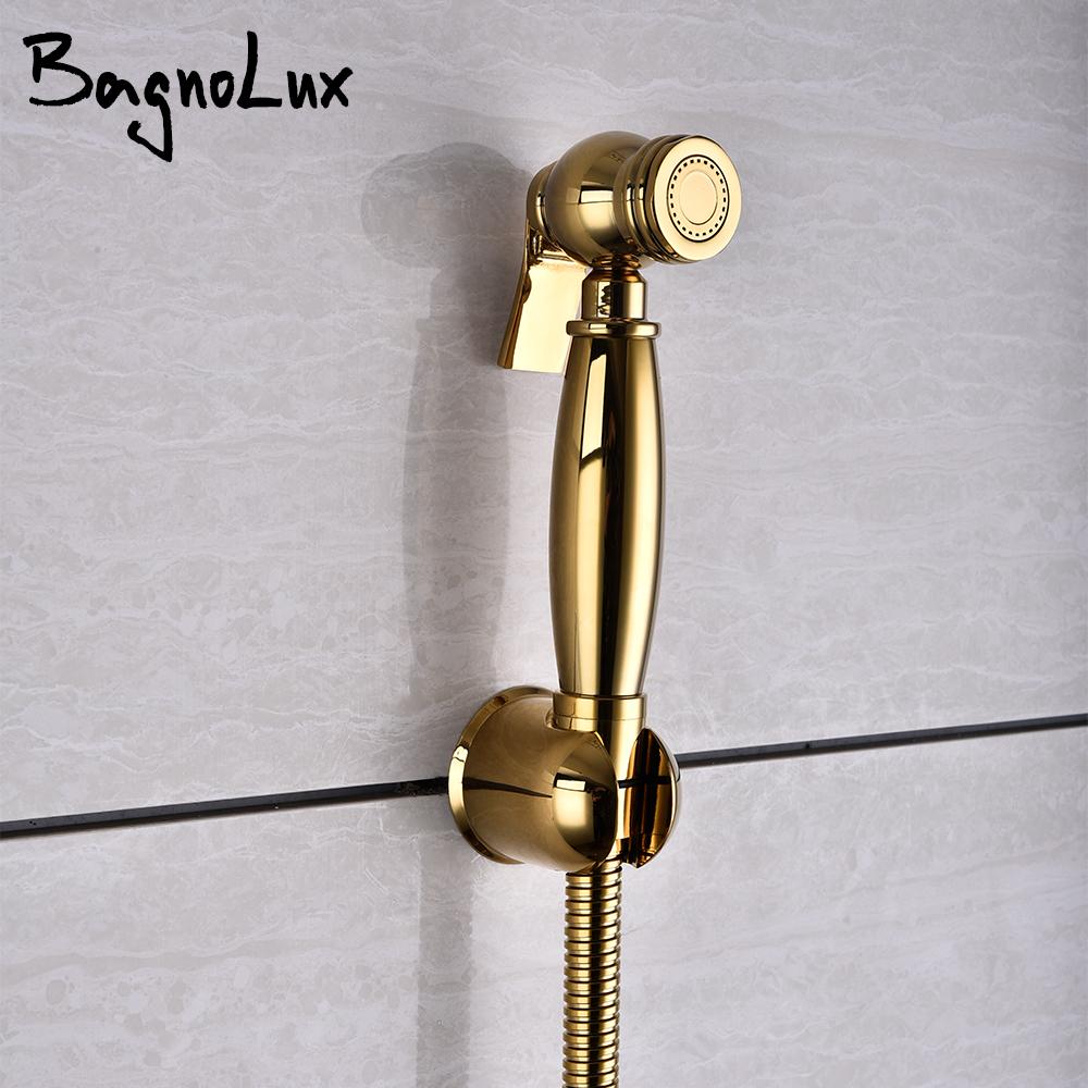 Titanium gold Brass Wall-mounted Handheld Bathroom Toilet Bidet Faucet Sprayer