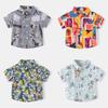 Boys Digital Print Shirt Short Sleeve Button Down Collared Casual Summer Fashion Top for Toddler and Kids