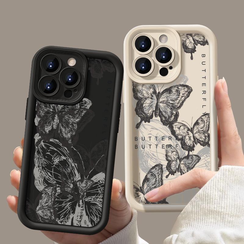 Candy Color Ink Butterfly Shell For Iphone 16 Pro 15 14 Pro Max 13 12 11 Pro Max Xr Xs X 7 8 Shockproof Tpu Soft Slim Case Cover