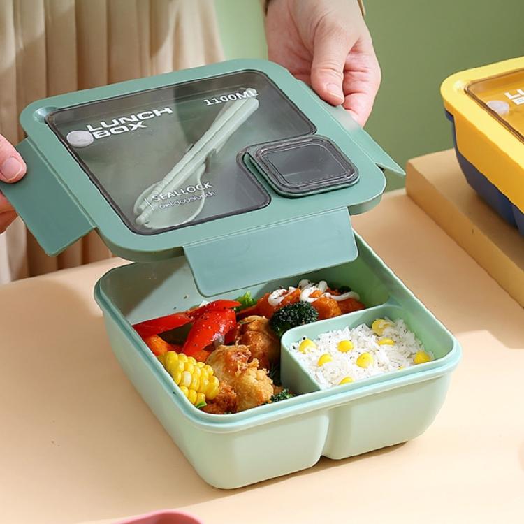 Mehrteiliger Lunchbehälter mit versiegeltem Deckel, Kunststoff, mikrowellengeeignet, zur Trennung von heißen und kalten Speisen