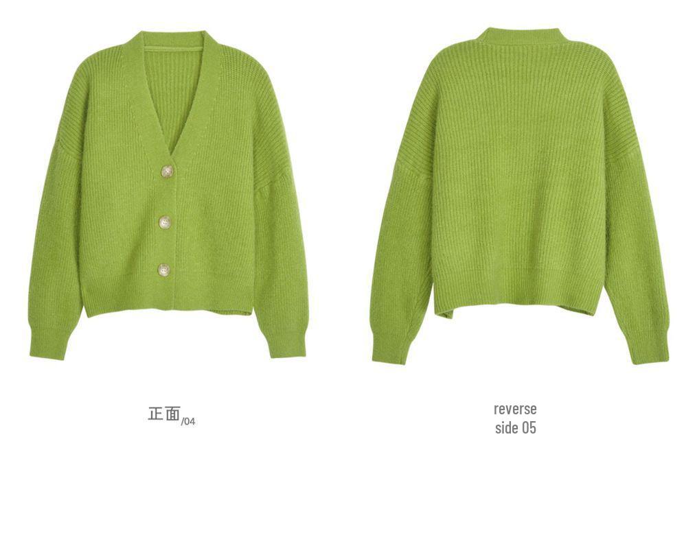 Women's Apricot Lantern Sleeve Knit Cardigan - Cozy Autumn/Winter Style