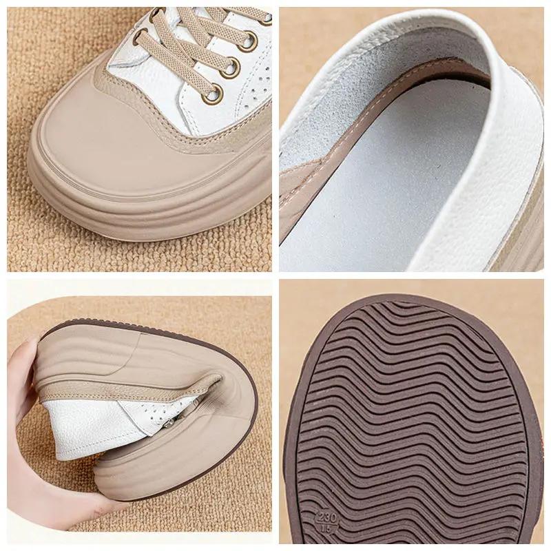 Fujin 3.5cm Ethnic Natural Leisure Rubber Luxury Concise Autumn Loafer Comfy Sandals Cow Genuine Leather Soft Flats Women Shoes