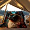 1pc Cat Flowers Outdoor Flannel Blanket Soft All Season Polyester Throw , Perfect for Picnics & Travel , Picnic Accessory