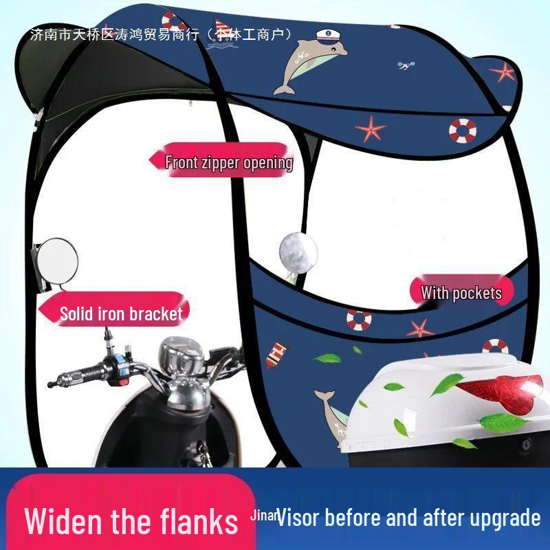 Toldo Impermeable y Protector Solar para Coche con Parabrisas Engrosado para Bicicletas Eléctricas y Triciclos