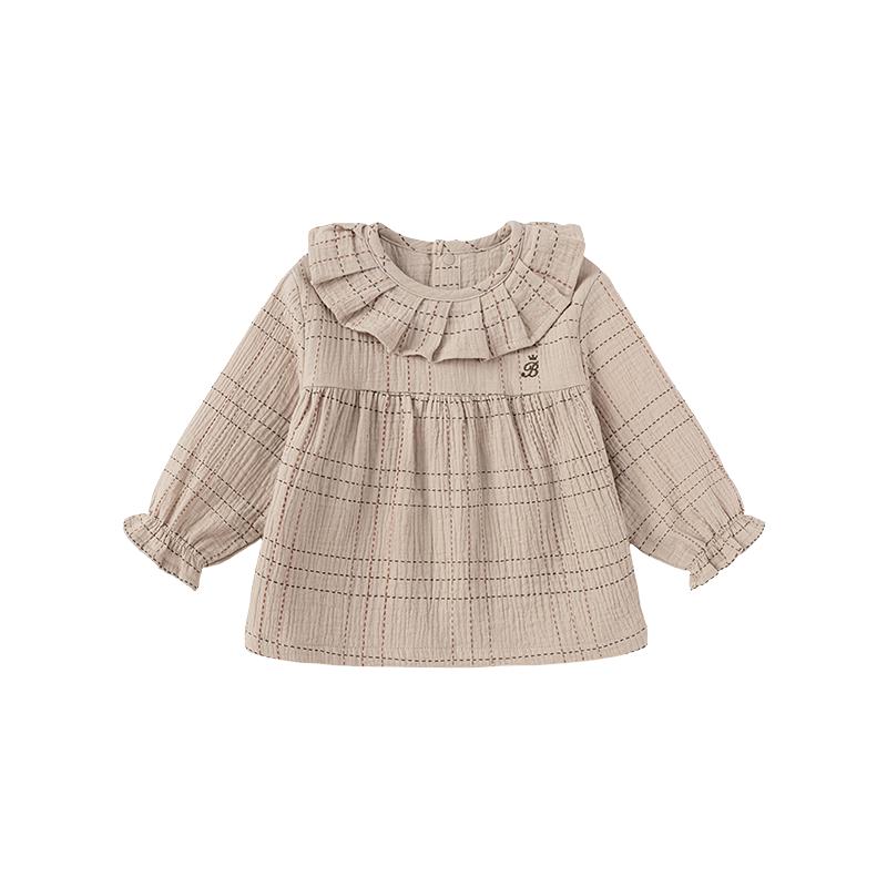 

Babylove Girls Ruffle Collar Long Sleeve Cotton Gauze T-Shirt 90