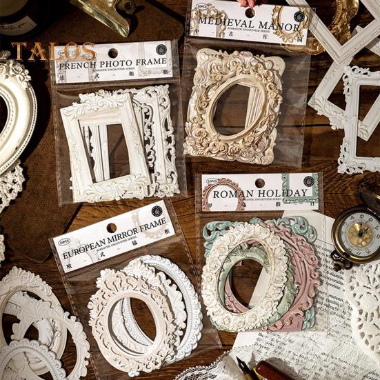 5 szt. Wytłoczone naklejki w stylu retro, wklęsłe wzory, materiały do scrapbookingu, zestawy do tworzenia koronek, ramki na zdjęcia