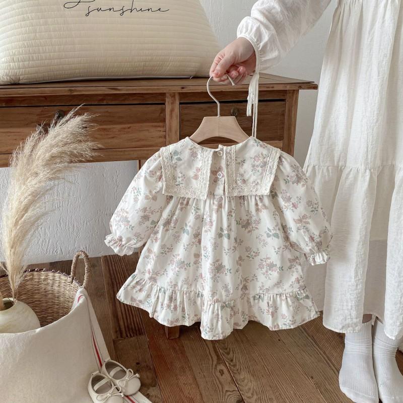 Girls Floral Dress Kids Cotton Blend Princess Fall Casual Wear