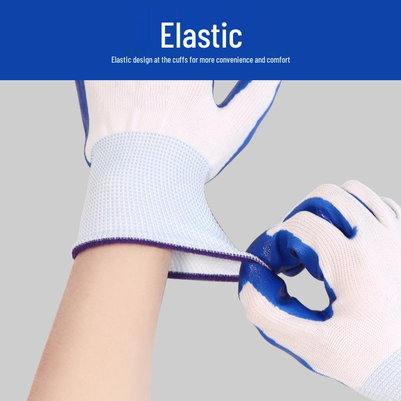 Durable Waterproof Nitrile Work Gloves - Non-Slip, Wear-Resistant, Half-Rubber for Construction Use