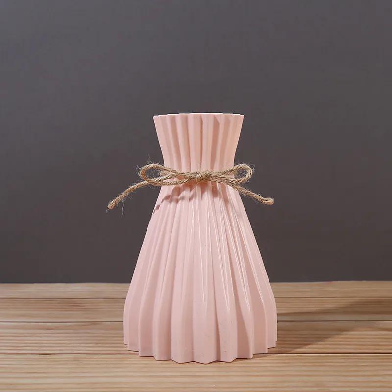 Folding Flower Vase Waist Cinching Simple Modern Vase Creative Hemp Rope Closure Real Flower Arrangement Plastic Flower Pot YLE551