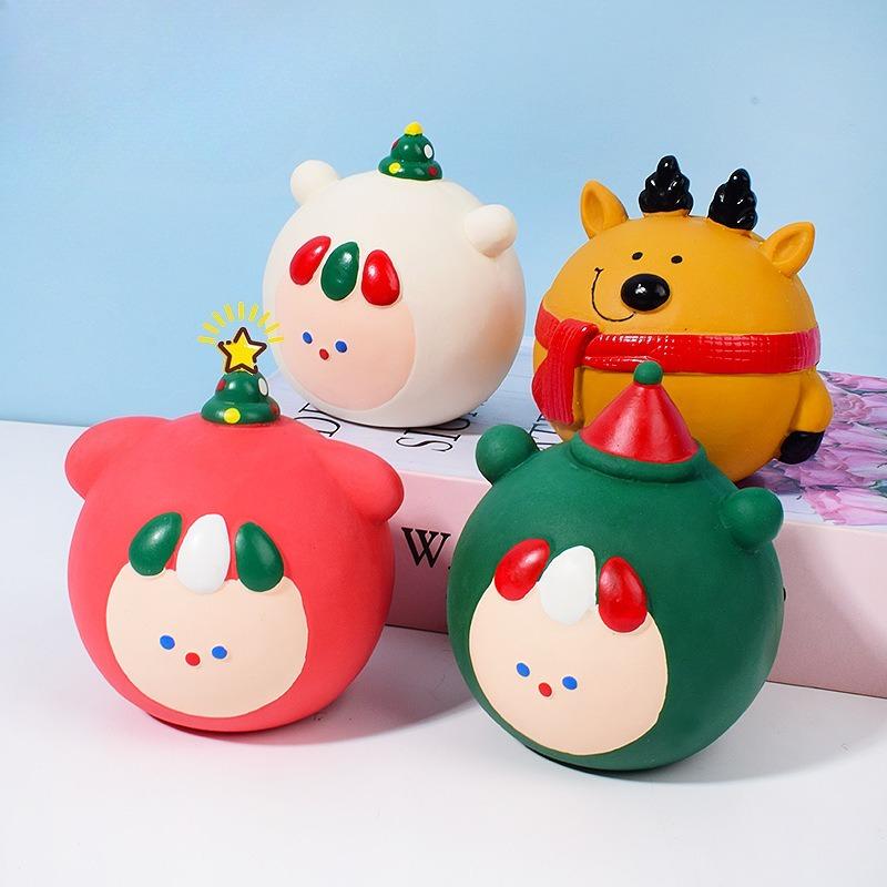 Pet Latex Toy Christmas Elk Animal Spherical Toy for Relieving Boredom and Venting for Small-sized Dogs Toys