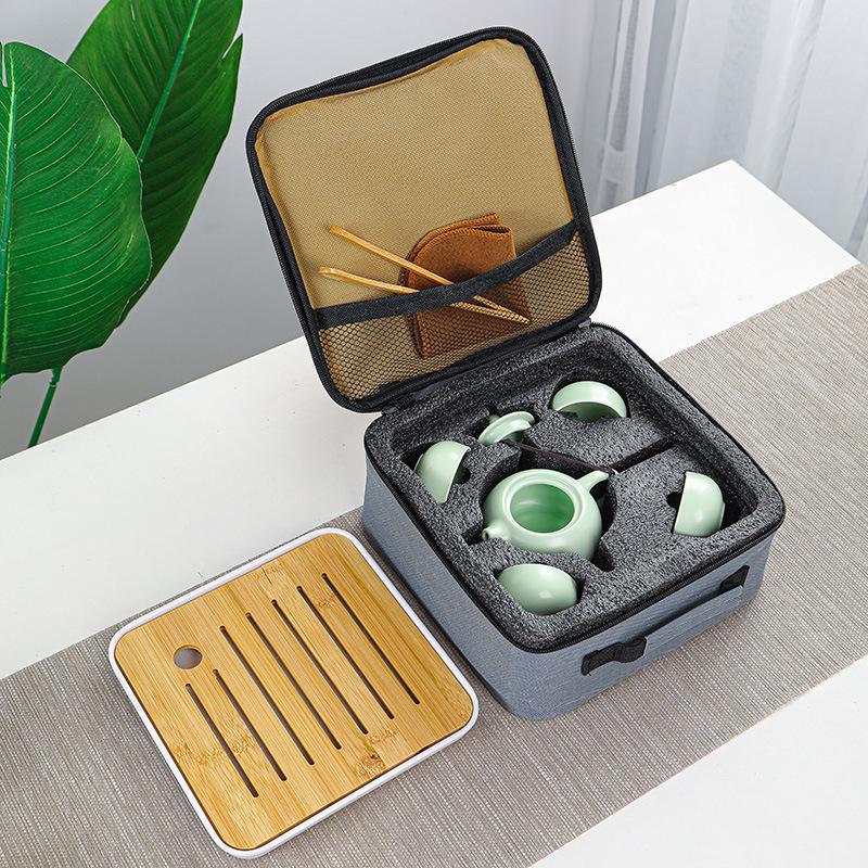 Traditional Chinese Kung Fu Ceramic Tea Set Travel Portable Teacup Teapot Camping Outdoor Teaware Gift for Tea Enthusiasts 2025