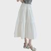 Witte Hoge Taille Slim Midi Rok - Koreaanse Stijl, Zoet & Elegant