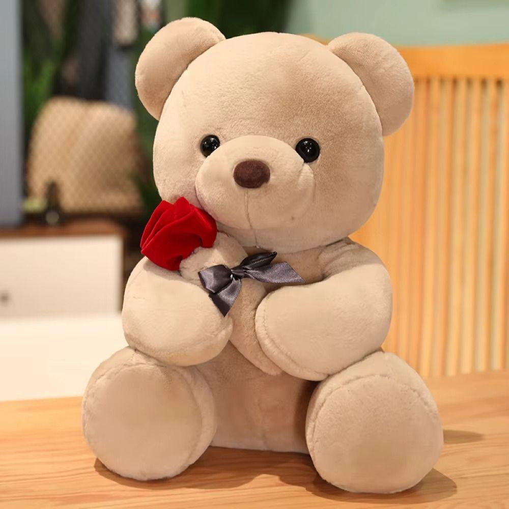 Cartoon Rose Bear Plush Toy Stuffed Animal Bear Plush Toy Hug Bear Plush Doll  Home Decor