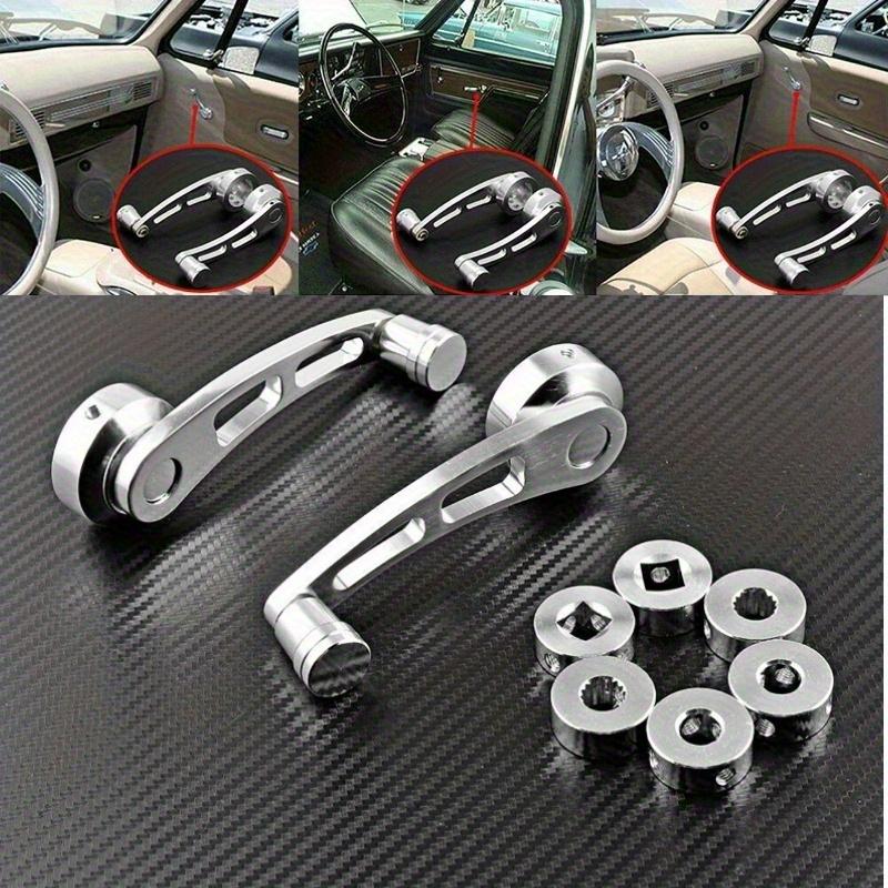 Aluminum Alloy Universal Car Manual Door Window Crank Handle Winder Riser Replacement Winder Crank Riser Kit Silver