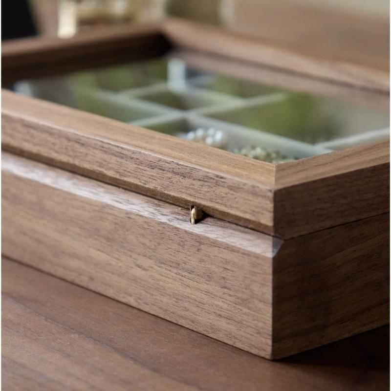 Glass Jewelry Display Box Bracelet Earrings Storage Boxes Household Jewellery Organizer Case Flannel Trinket Protect Cases