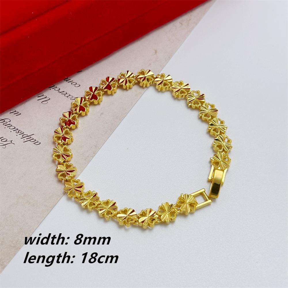 Sand Gold Bracelet Women's Wide Edge Love Strap Flower Bracelet Hand String Vacuum Gold Plated Bracelet Jewelry