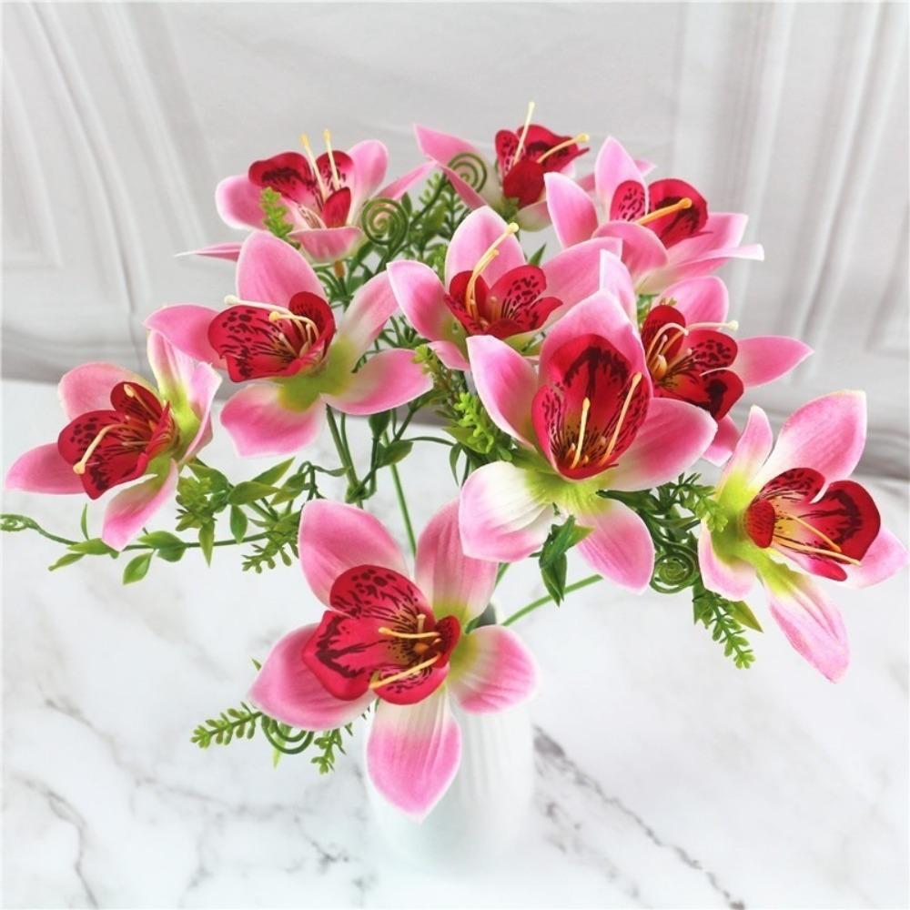 

5/10Pcs Orchid Artificial Flowers Bouquet Fake Flower For Home Decor Wedding Marriage Decoration Valentine s Day Vase Accessor 5Pcs рожевий