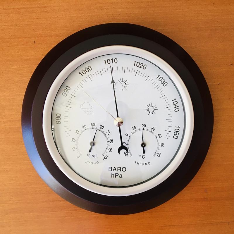 180mm Metal Air Pressure Gauge: Three-in-One Home Weather Station Barometer.