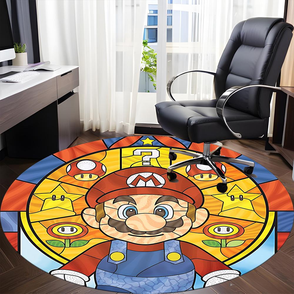 1pc Mario Game Office Round Area Rug, Under Office Chairs Bedroom Living Room Home Decor A0926058