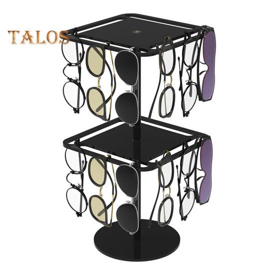 360 Degrees Rotating Sunglasses Organizer Single/Dual Layer Clear Acrylic Glasses Storage Rack Space Saving Heavy Duty Eyewear Display Stand Holder