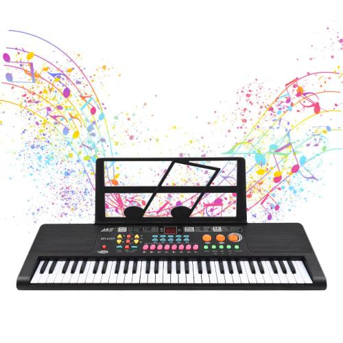 Btuty 61-Key Electronic Keyboard Piano with Dual Speakers, 16 Tones, 10 Rhythms, 6 Demo Instruments, Microphone and Sheet Music Stand for Beginners
