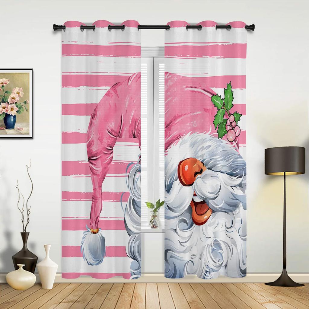 Weihnachten Schneeszene Schneeflocken Wichtel Rosa Fenster Vorhänge Deko Für Zuhause Schlafzimmer Küche Wohnzimmer Ornament Weihnachtsgeschenke