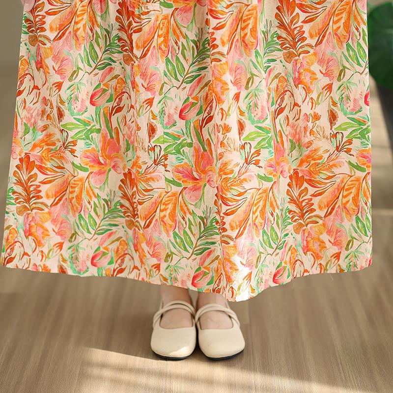 DIMANAF New 2026 Women Plus Size Summer Casual Long Dress Cotton Loose Oversize Floral Print Beach Sundress