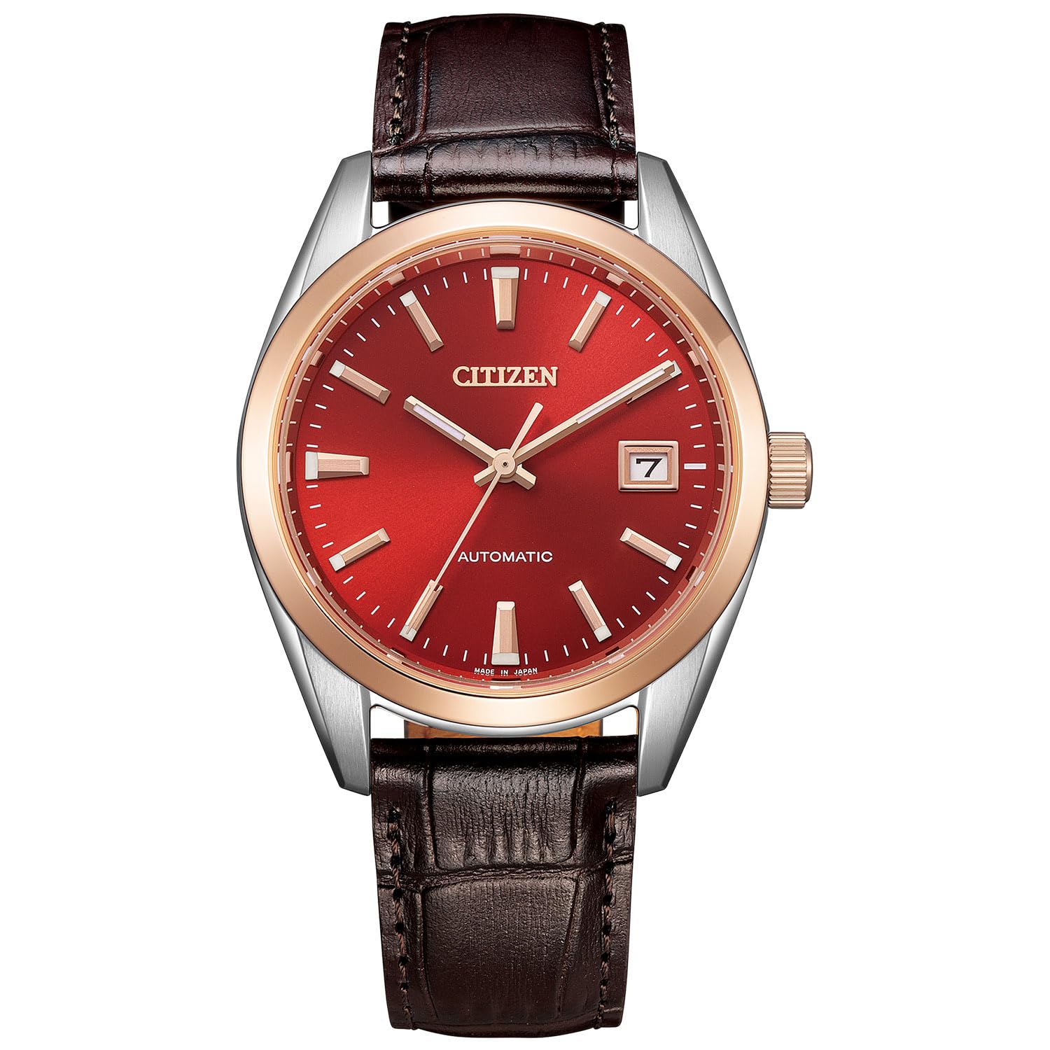 

Механічний коричневий [Citizen] NB1055-04W Чоловічий наручний годинник, водонепроникний, червоний