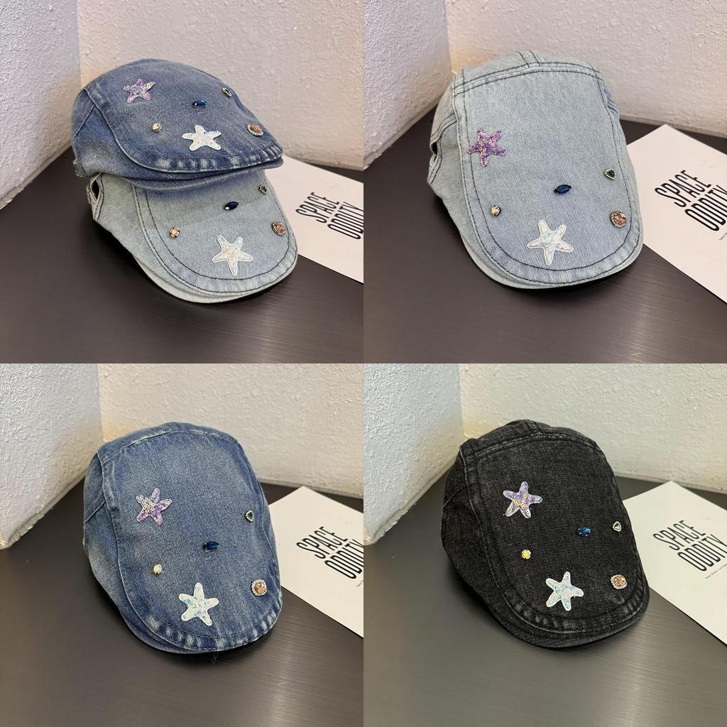 Pentagram Retro Star Cowhide Cabbie Hat Breathable Cotton Fashion Women Casual