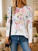 Women's T-Shirt Floral Graphic Plants Retro Long Sleeve O-Neck Pullover Regular Tops Daily 3D Print Autumn Tees Female Clothing