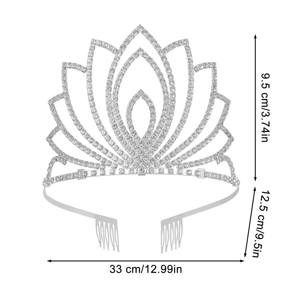 Sparkly Rhinestone Crown Hairband Elegant Crystal Bridal Tiaras Alloy Wedding Headpiece for Bride and Bridesmaids Hair Jewelry