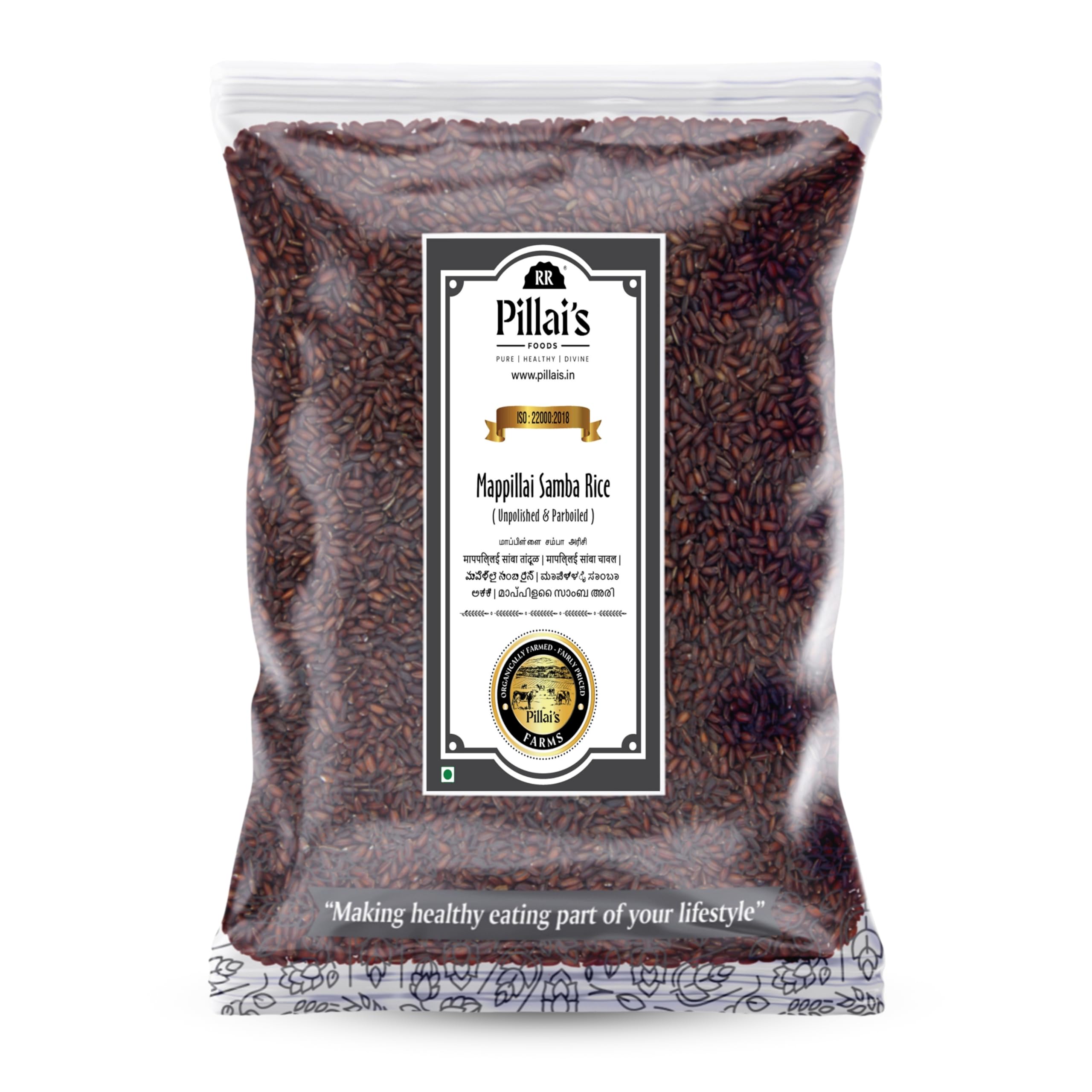 RR PILLAI S Traditional Mappillai Samba Rice - 500g (Parboiled & Unpolished), Rich in Iron and Fiber
