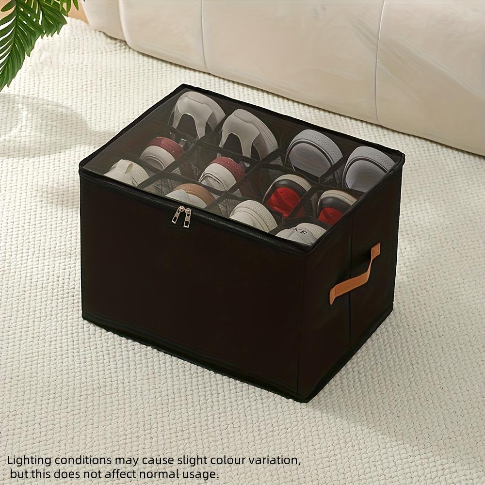 

1 шт. Складная коробка для хранения обуви из ткани Оксфорд с крышкой - Пылезащитная коробка для хранения с откидной крышкой, Прочный материал Оксфорд, Коробка для хранения обуви чёрный