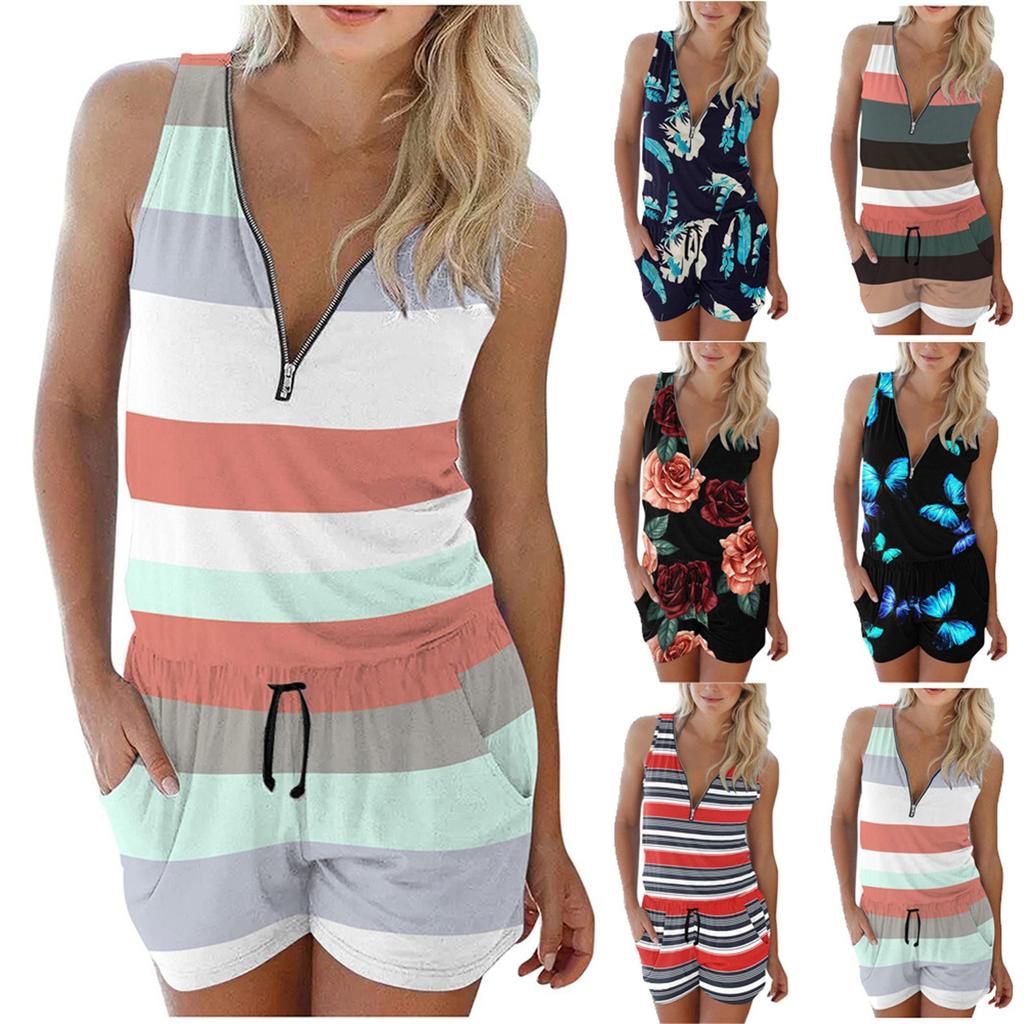 Mono informal sin mangas con estampado de rayas para mujer