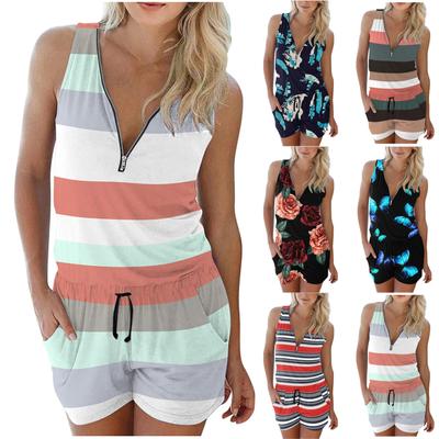 Damen-Overall mit lässigem Streifendruck, ärmellos